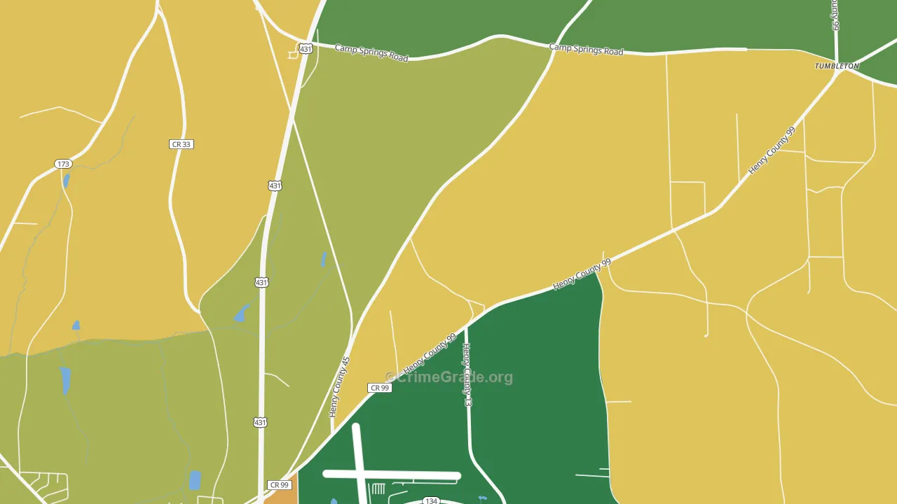 Kirklands Crossroads, AL Map of Drug-Related Crime Rates