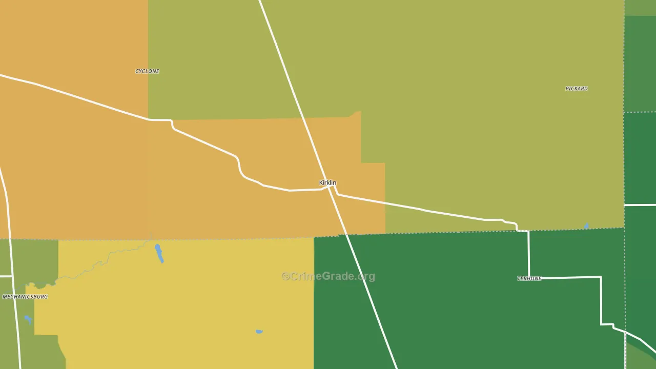 Kirklin, IN Map of Drug-Related Crime Rates