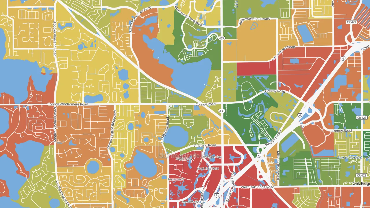 Kirkman South, Orlando, FL Map of Drug-Related Crime Rates