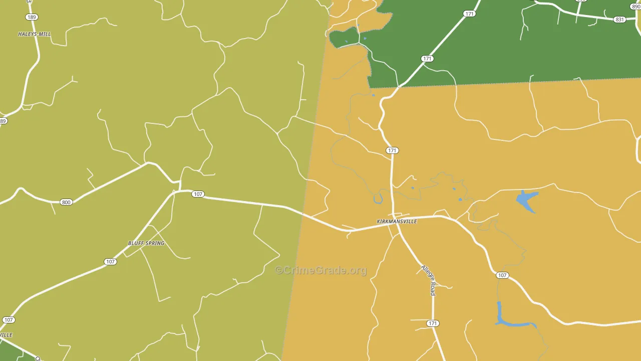 Kirkmansville, KY Map of Drug-Related Crime Rates