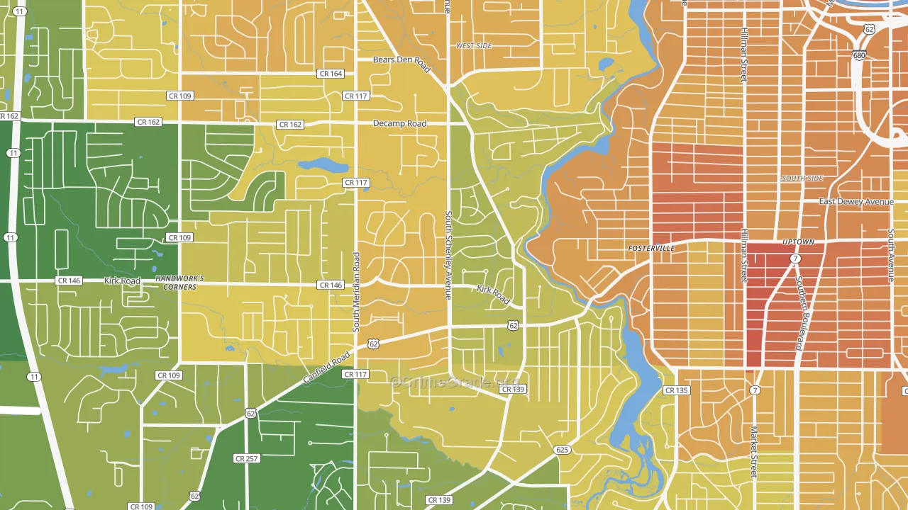 Kirkmere, Youngstown, OH Map of Drug-Related Crime Rates