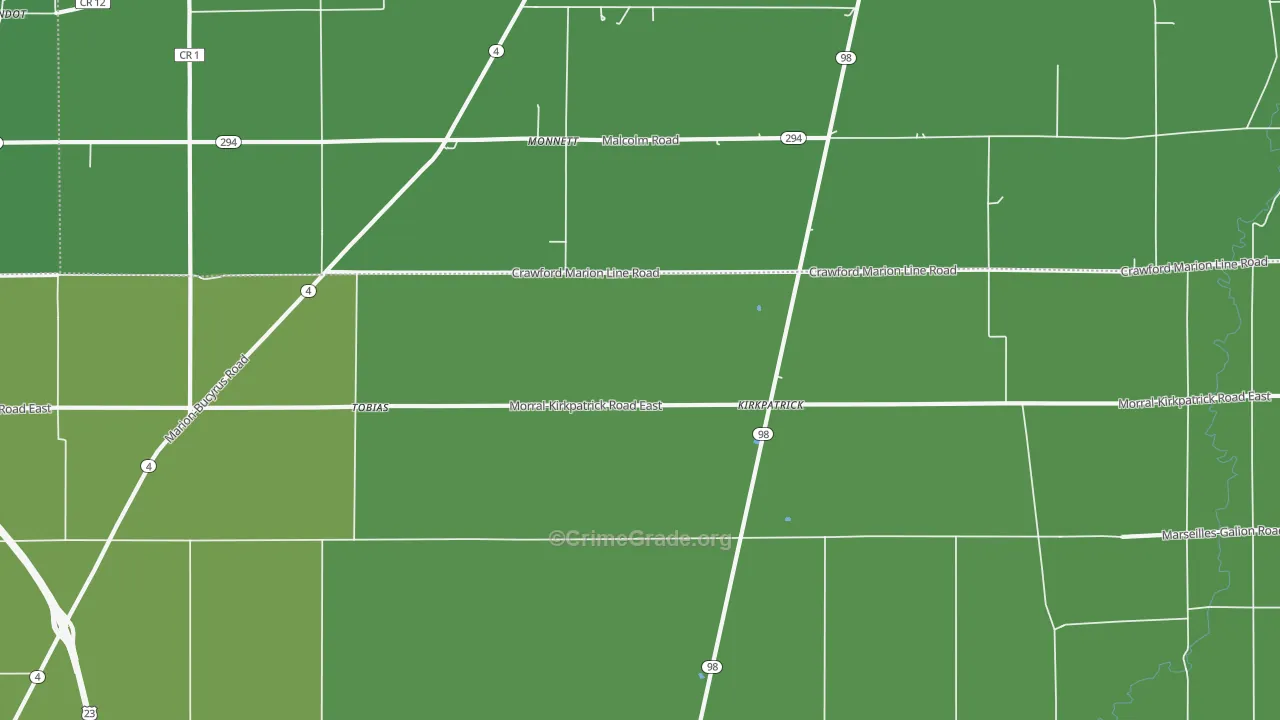 Kirkpatrick, OH Map of Drug-Related Crime Rates