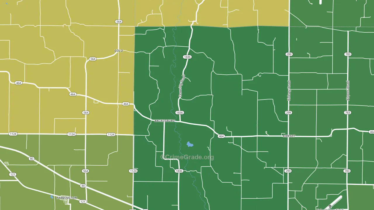 Kirksey, KY Map of Drug-Related Crime Rates