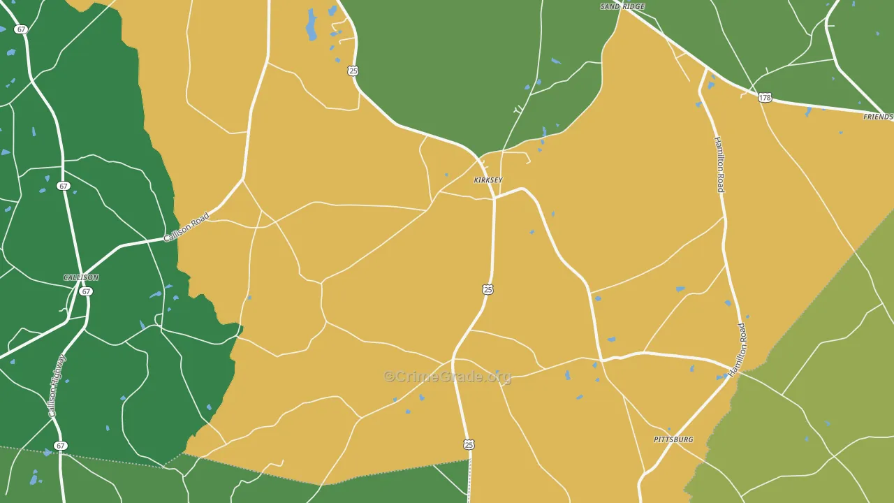 Kirksey, SC Map of Drug-Related Crime Rates