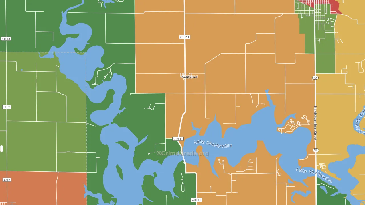 Kirksville, IL Map of Drug-Related Crime Rates