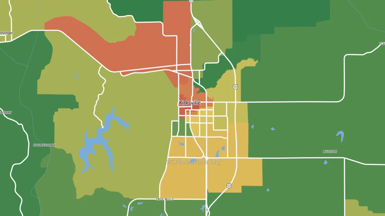 Kirksville, MO Map of Drug-Related Crime Rates