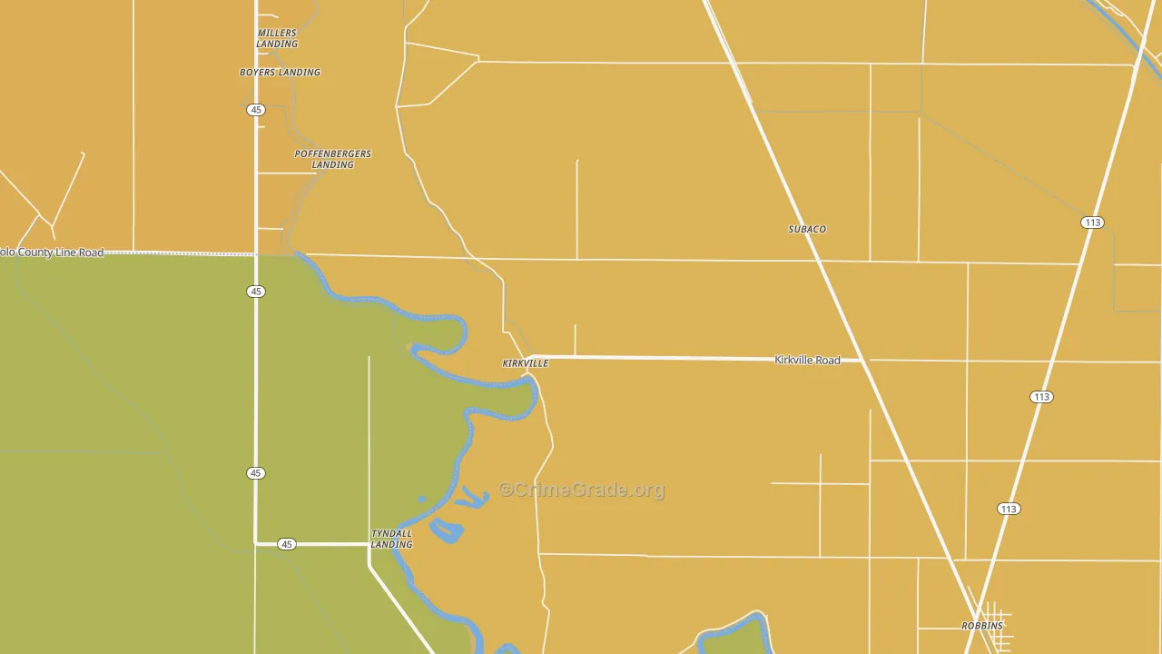 Kirkville, CA Map of Drug-Related Crime Rates