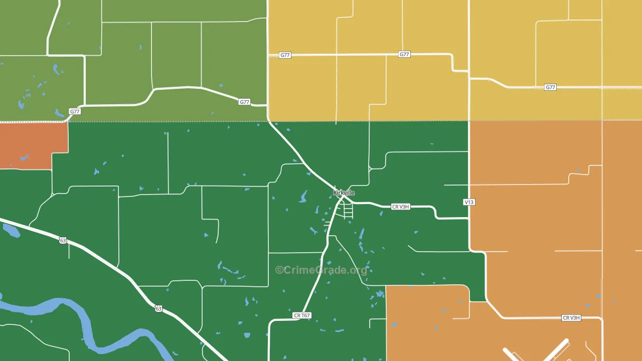 Kirkville, IA Map of Drug-Related Crime Rates