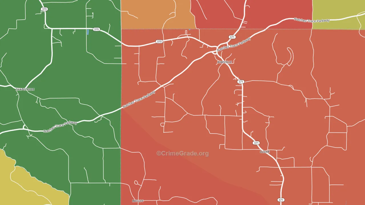 Kirkville, MS Map of Drug-Related Crime Rates