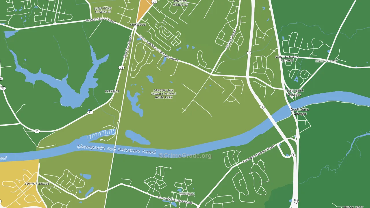 Kirkwood, DE Map of Drug-Related Crime Rates