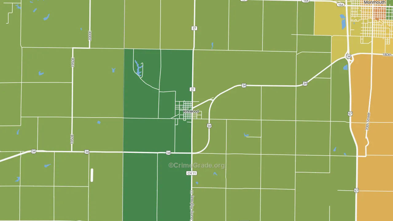 Kirkwood, IL Map of Drug-Related Crime Rates