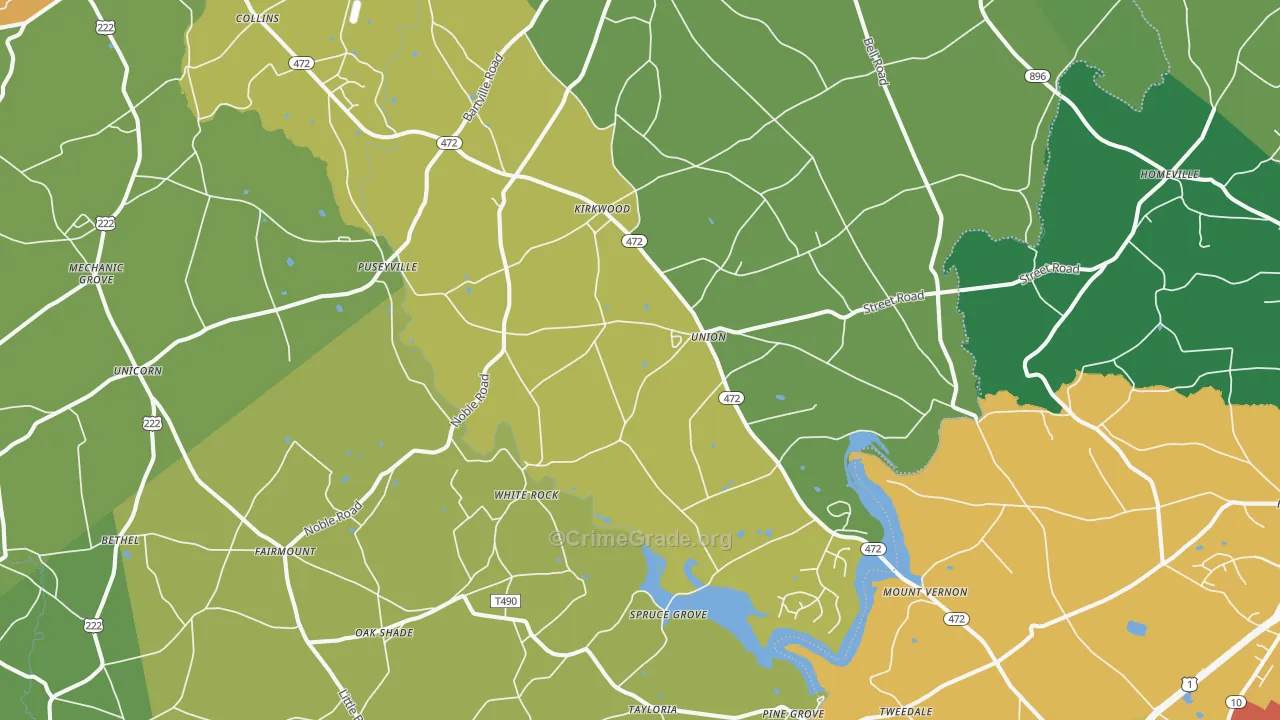 Kirkwood, PA Map of Drug-Related Crime Rates