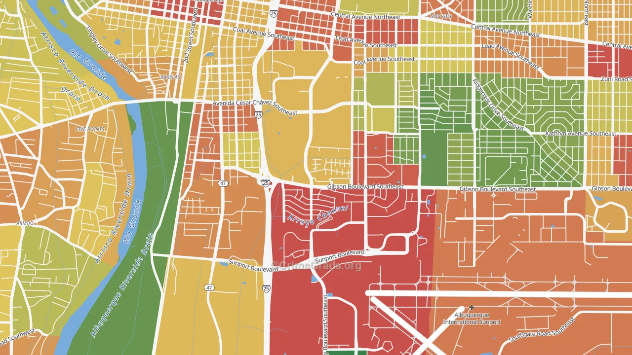 Kirtland Community, Albuquerque, NM Map of Drug-Related Crime Rates