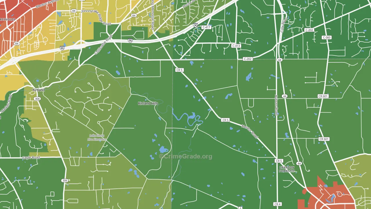 Kirtland Hills, OH Map of Drug-Related Crime Rates