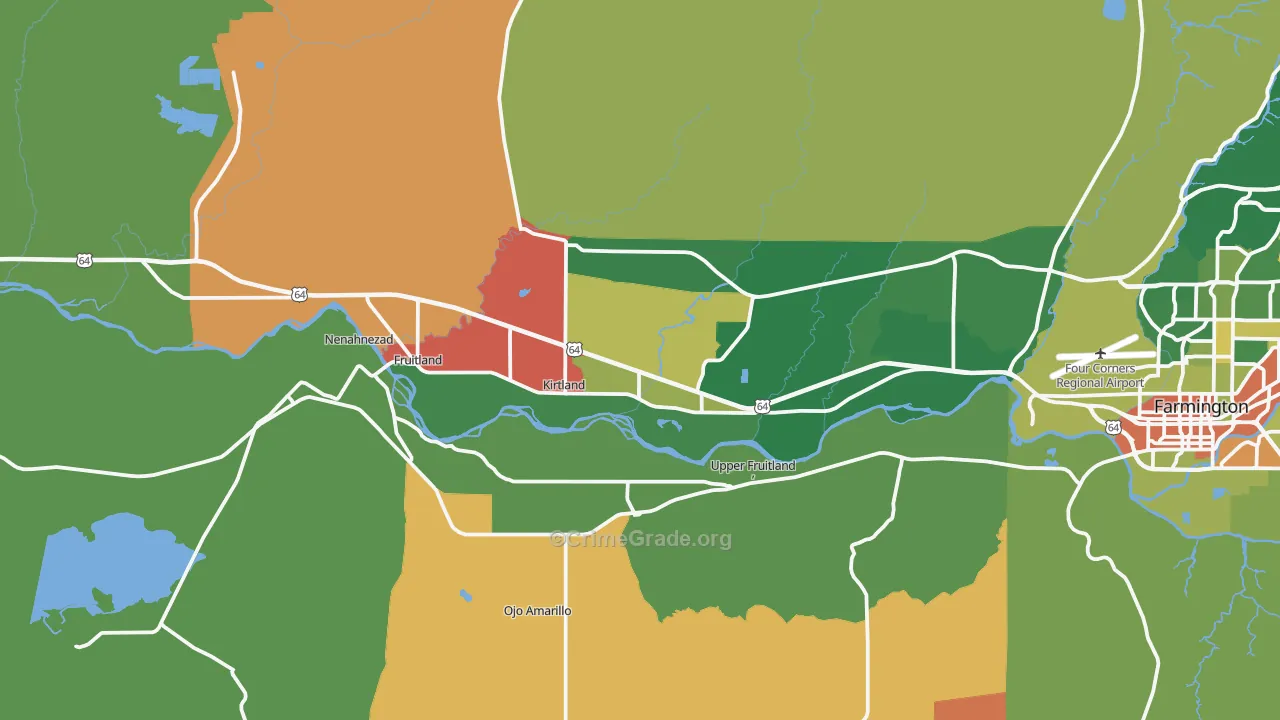Kirtland, NM Map of Drug-Related Crime Rates
