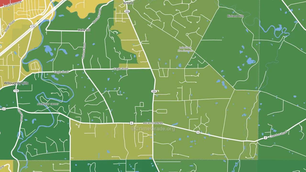 Kirtland, OH Map of Drug-Related Crime Rates