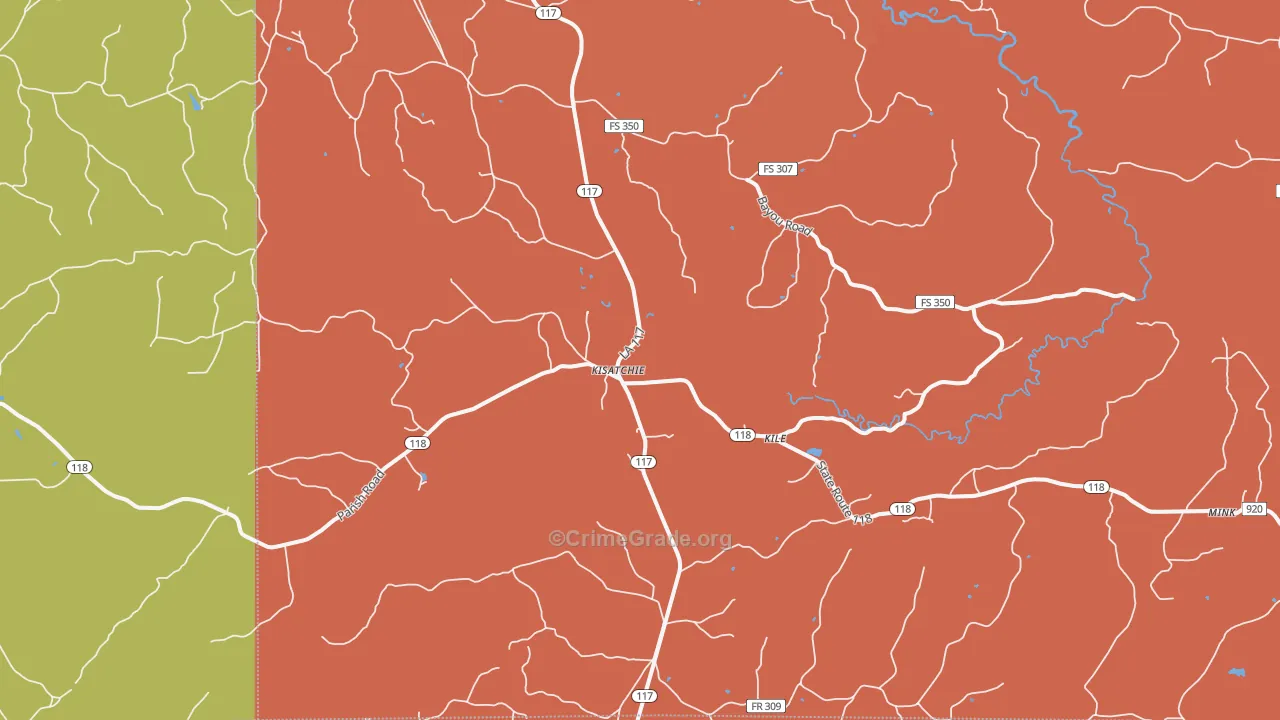Kisatchie, LA Map of Drug-Related Crime Rates