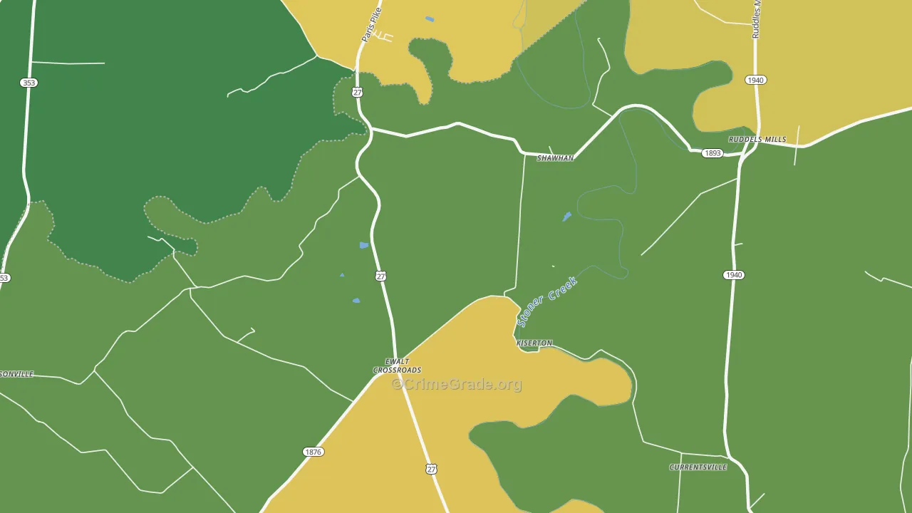 Kiserton, KY Map of Drug-Related Crime Rates