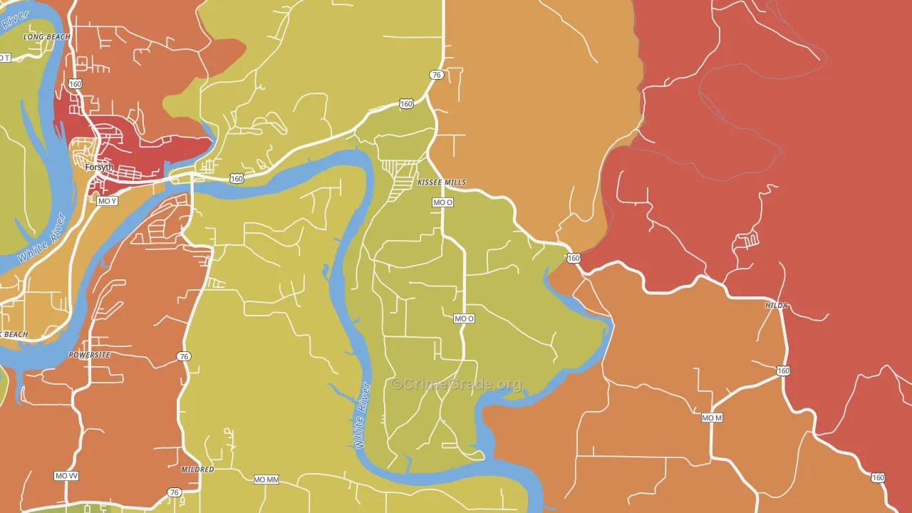 Kissee Mills, MO Map of Drug-Related Crime Rates