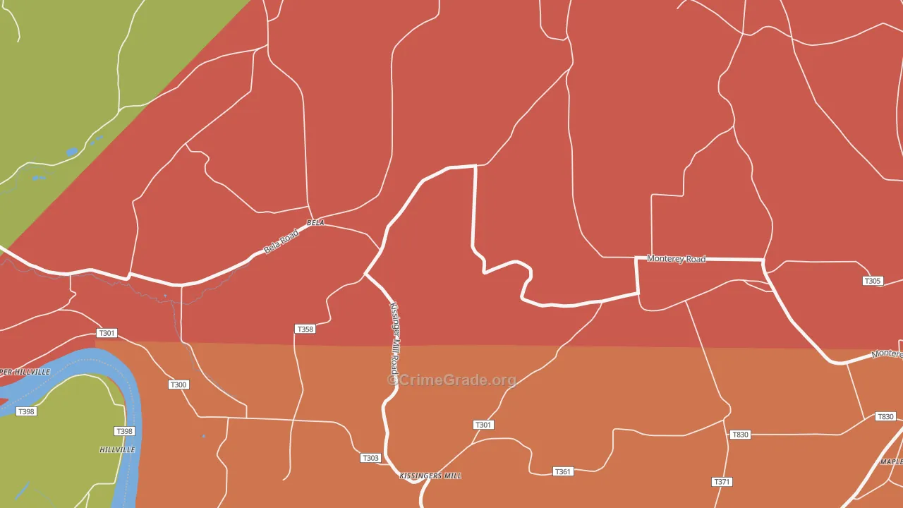 Kissingers Mill, PA Map of Drug-Related Crime Rates
