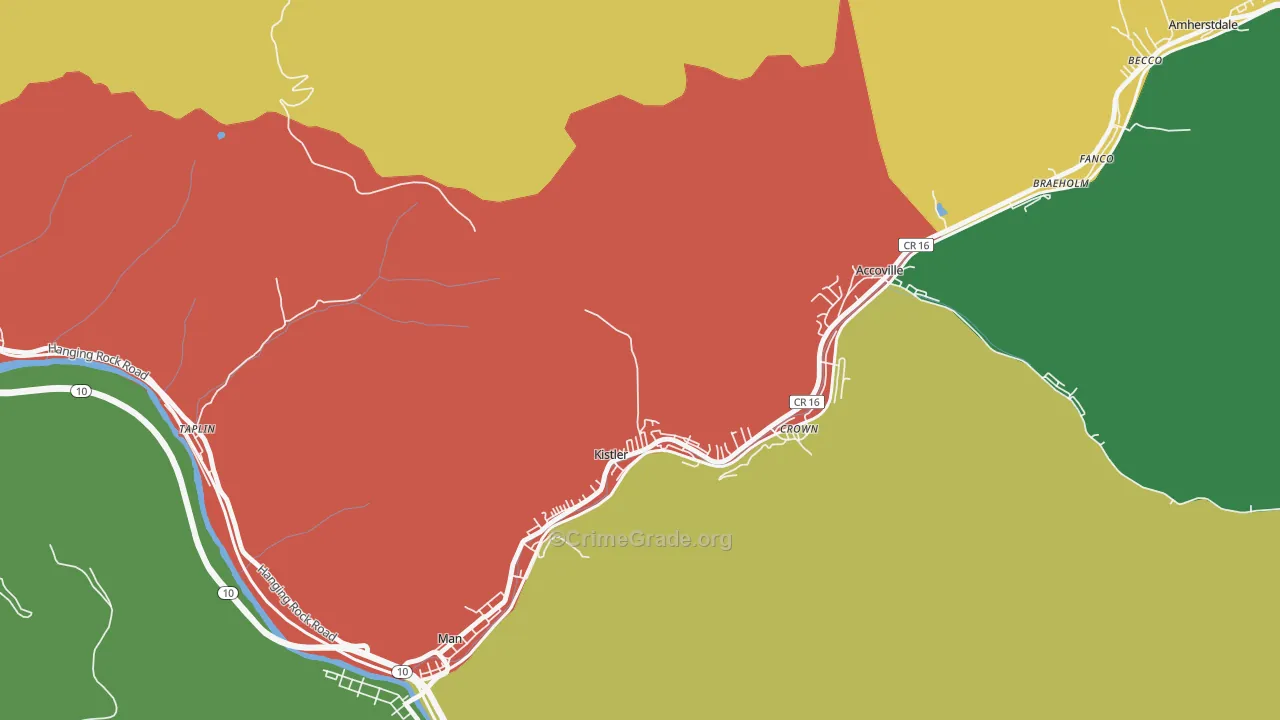 Kistler, WV Map of Drug-Related Crime Rates