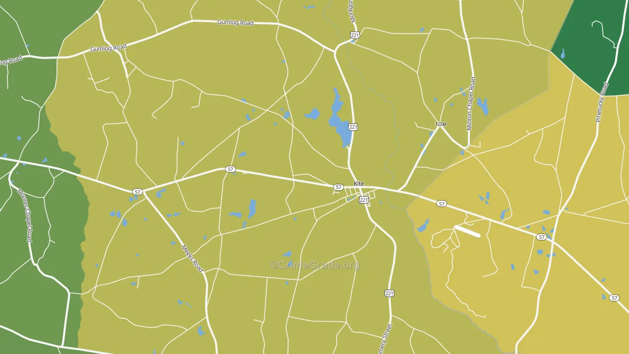 Kite, GA Map of Drug-Related Crime Rates