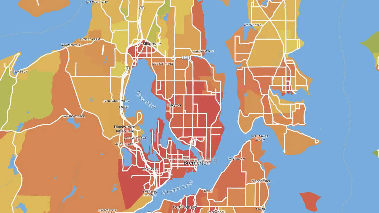 Kitsap County, WA Map of Drug-Related Crime Rates