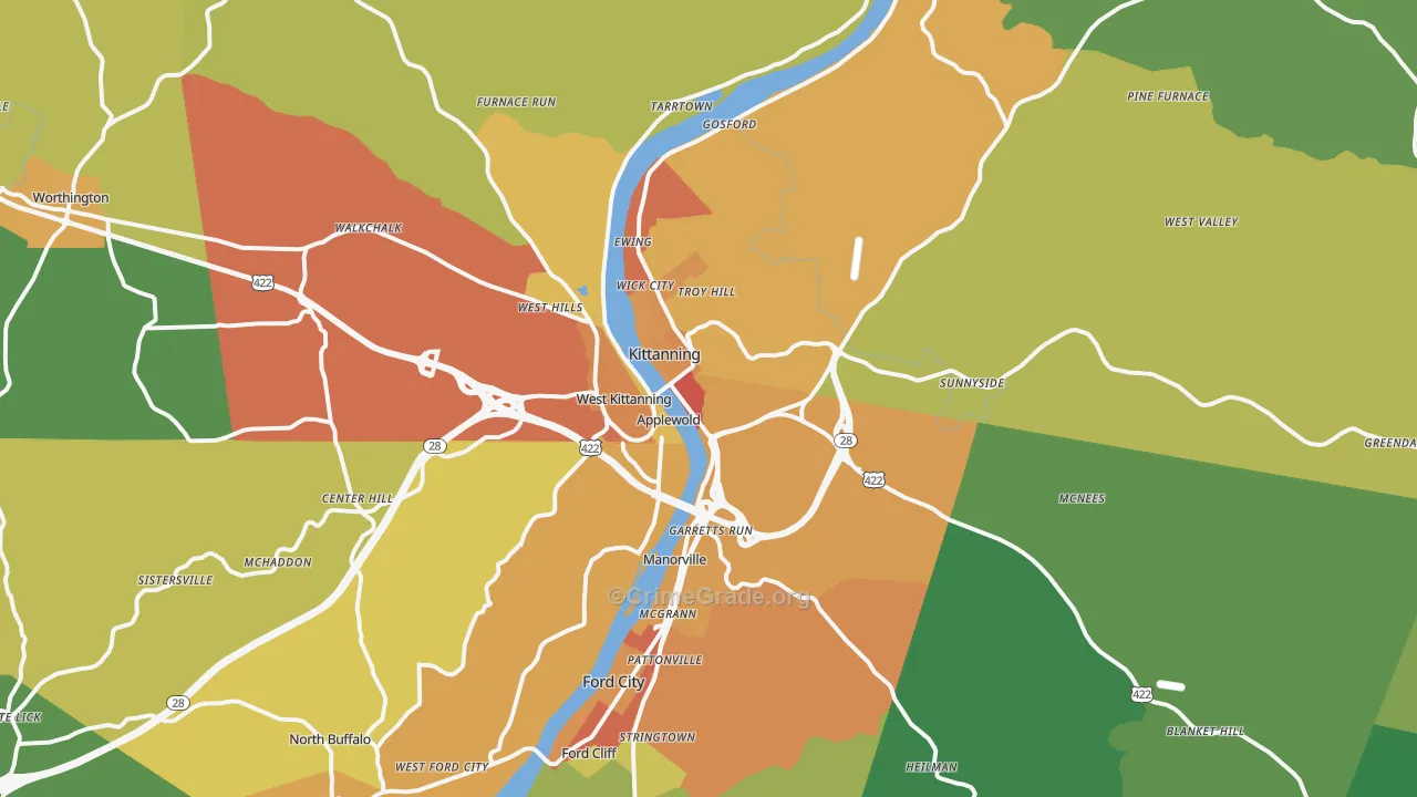 Kittanning, PA Map of Drug-Related Crime Rates