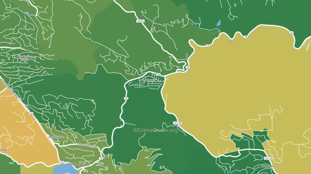 Kittredge, CO Map of Drug-Related Crime Rates