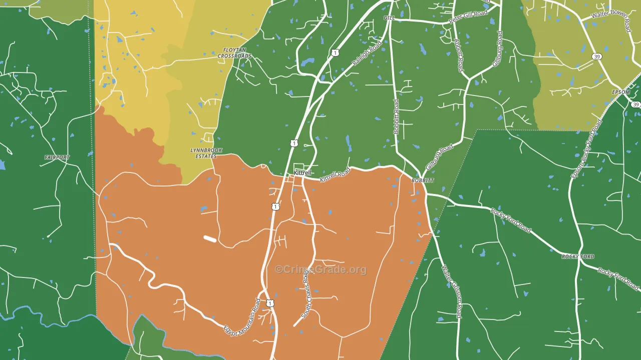 Kittrell, NC Map of Drug-Related Crime Rates