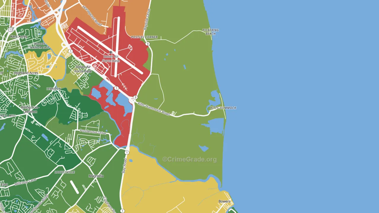 Kitts Hummock, DE Map of Drug-Related Crime Rates