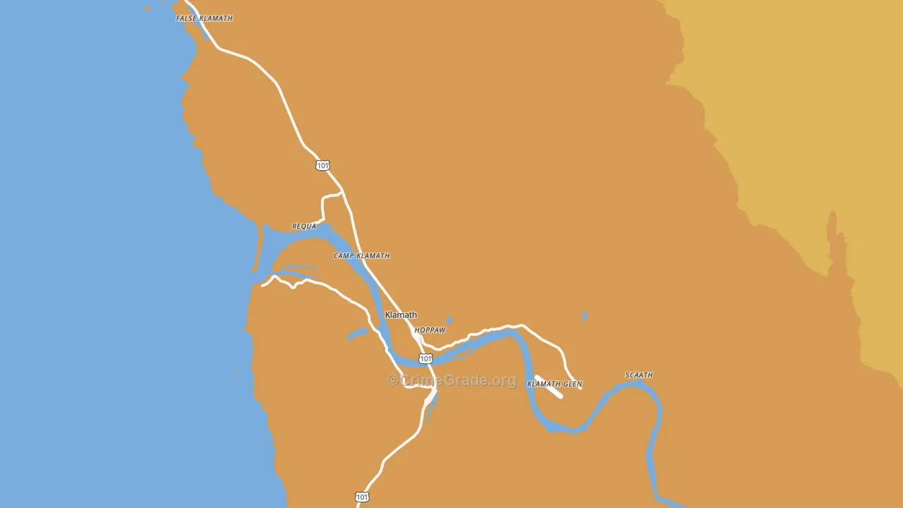 Klamath, CA Map of Drug-Related Crime Rates