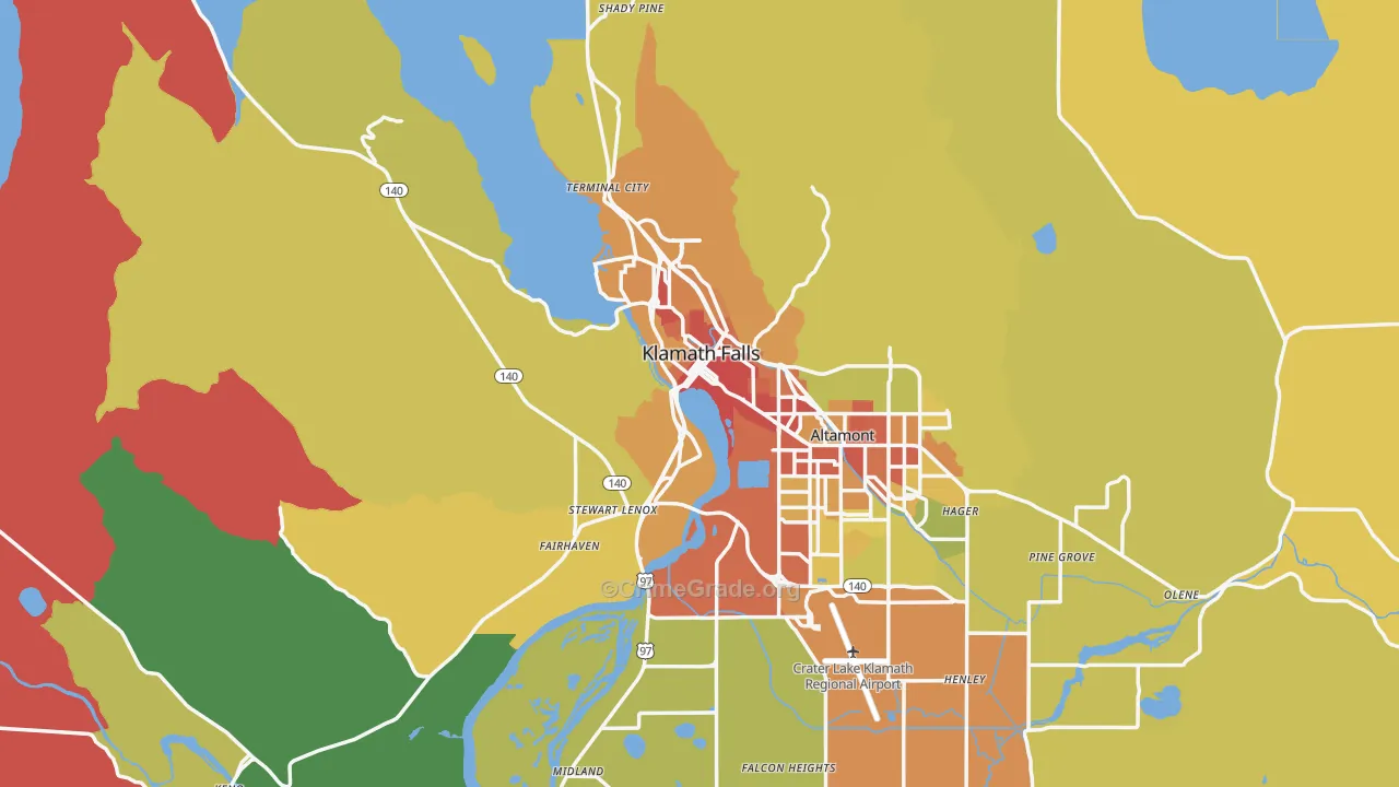 Klamath Falls, OR Map of Drug-Related Crime Rates
