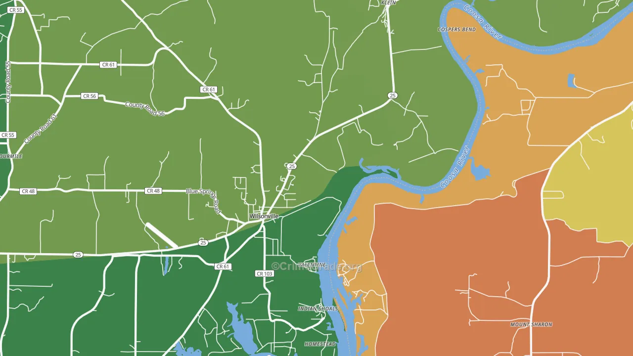 Klein, AL Map of Drug-Related Crime Rates