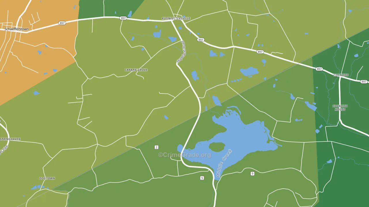 Kleinfeltersville, PA Map of Drug-Related Crime Rates
