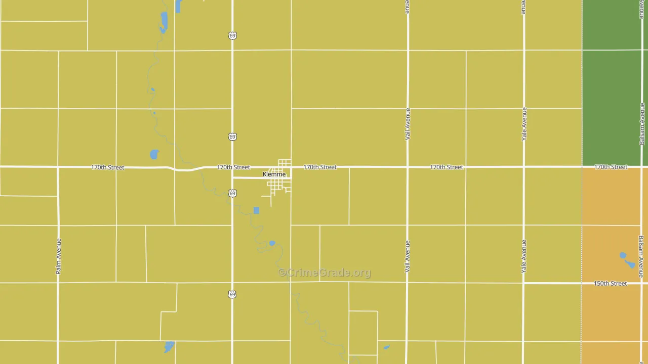 Klemme, IA Map of Drug-Related Crime Rates