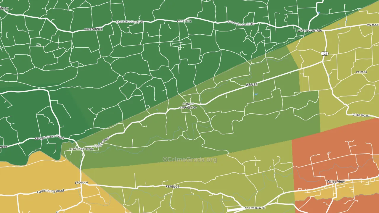 Klingerstown, PA Map of Drug-Related Crime Rates