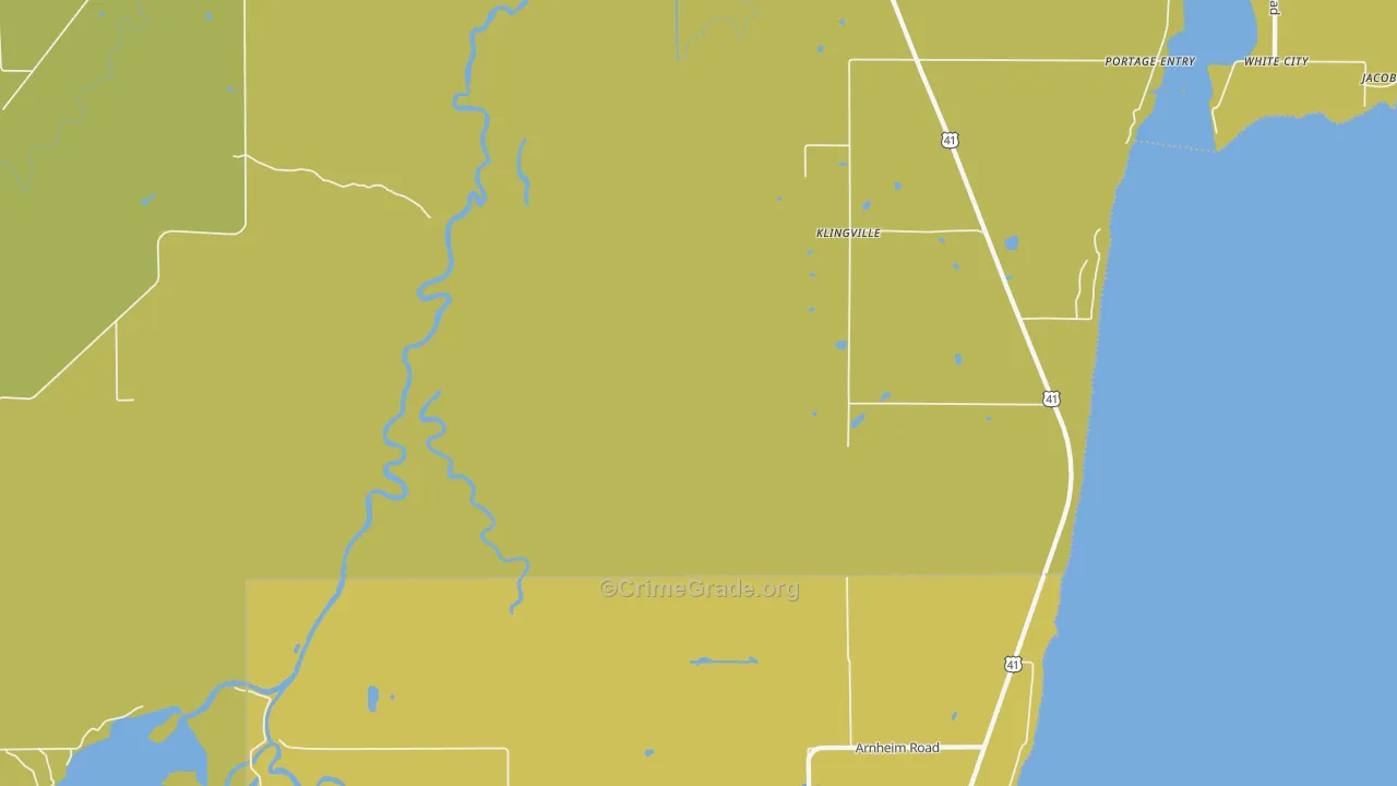 Klingville, MI Map of Drug-Related Crime Rates