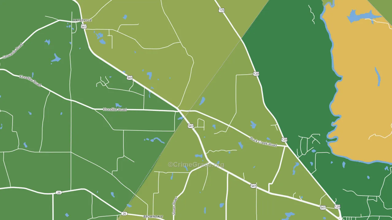 Klondike, GA Map of Drug-Related Crime Rates