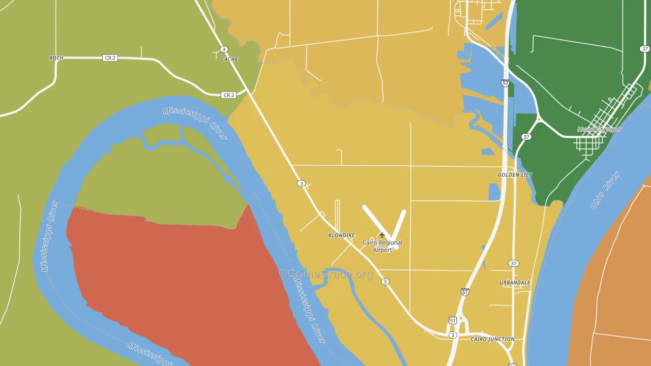 Klondike, IL Map of Drug-Related Crime Rates