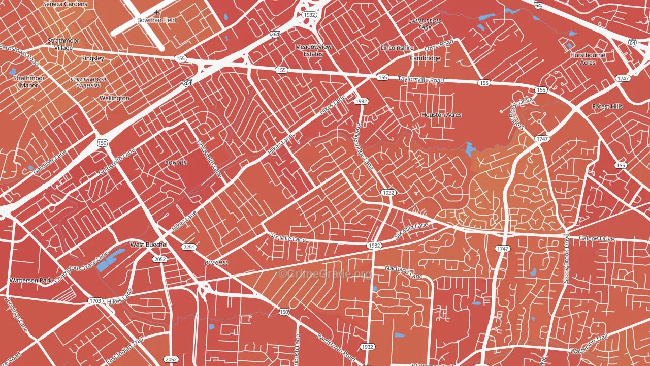 Klondike, Louisville, KY Map of Drug-Related Crime Rates