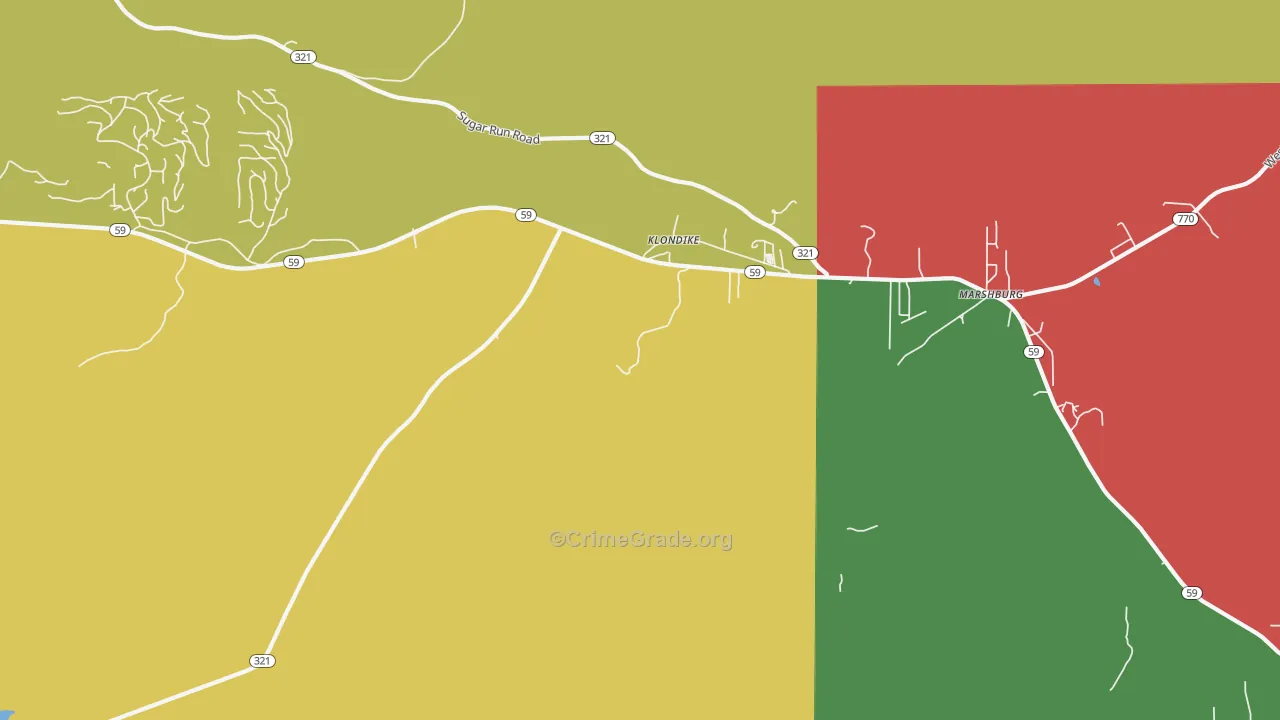 Klondike, PA Map of Drug-Related Crime Rates