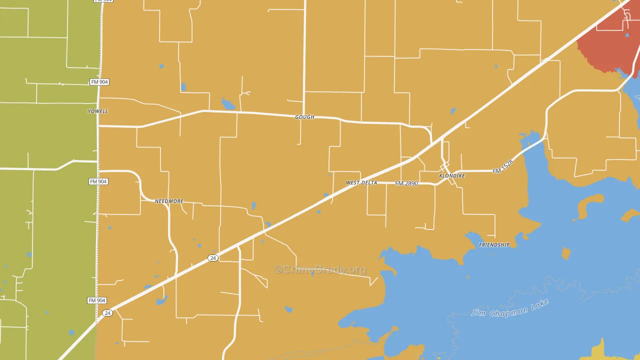 Klondike, TX Map of Drug-Related Crime Rates