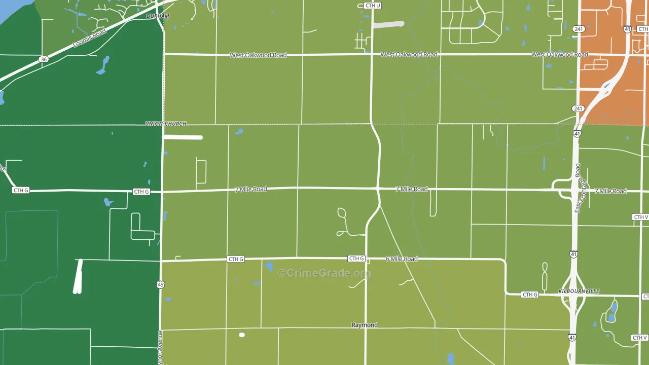 Kneeland, WI Map of Drug-Related Crime Rates