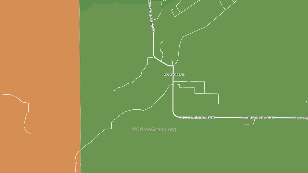 Knickerbocker, TX Map of Drug-Related Crime Rates