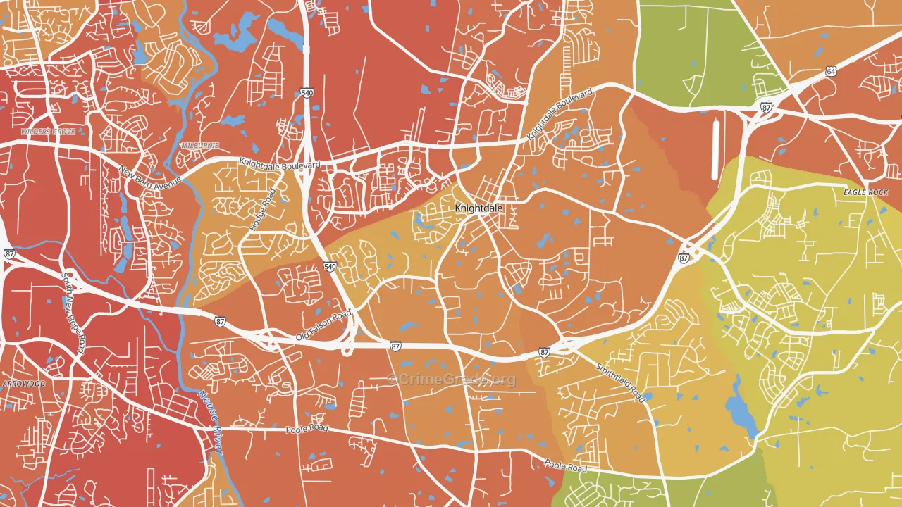 Knightdale, NC Map of Drug-Related Crime Rates