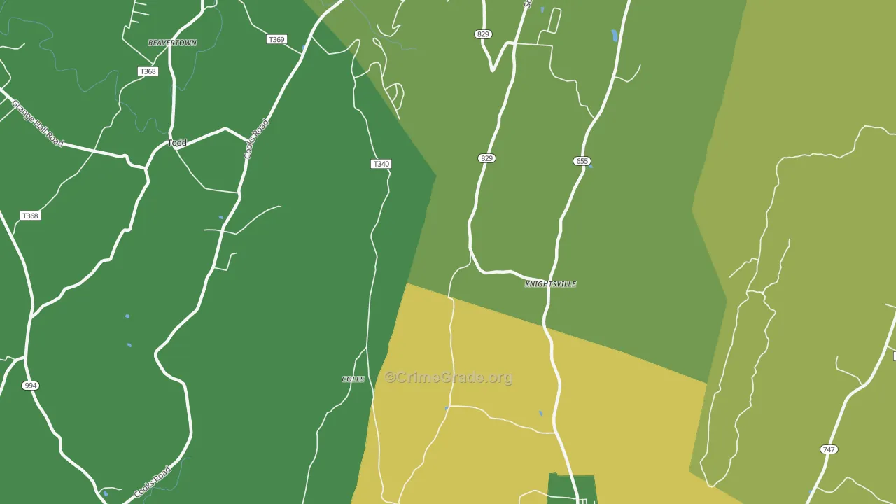 Knightsville, PA Map of Drug-Related Crime Rates