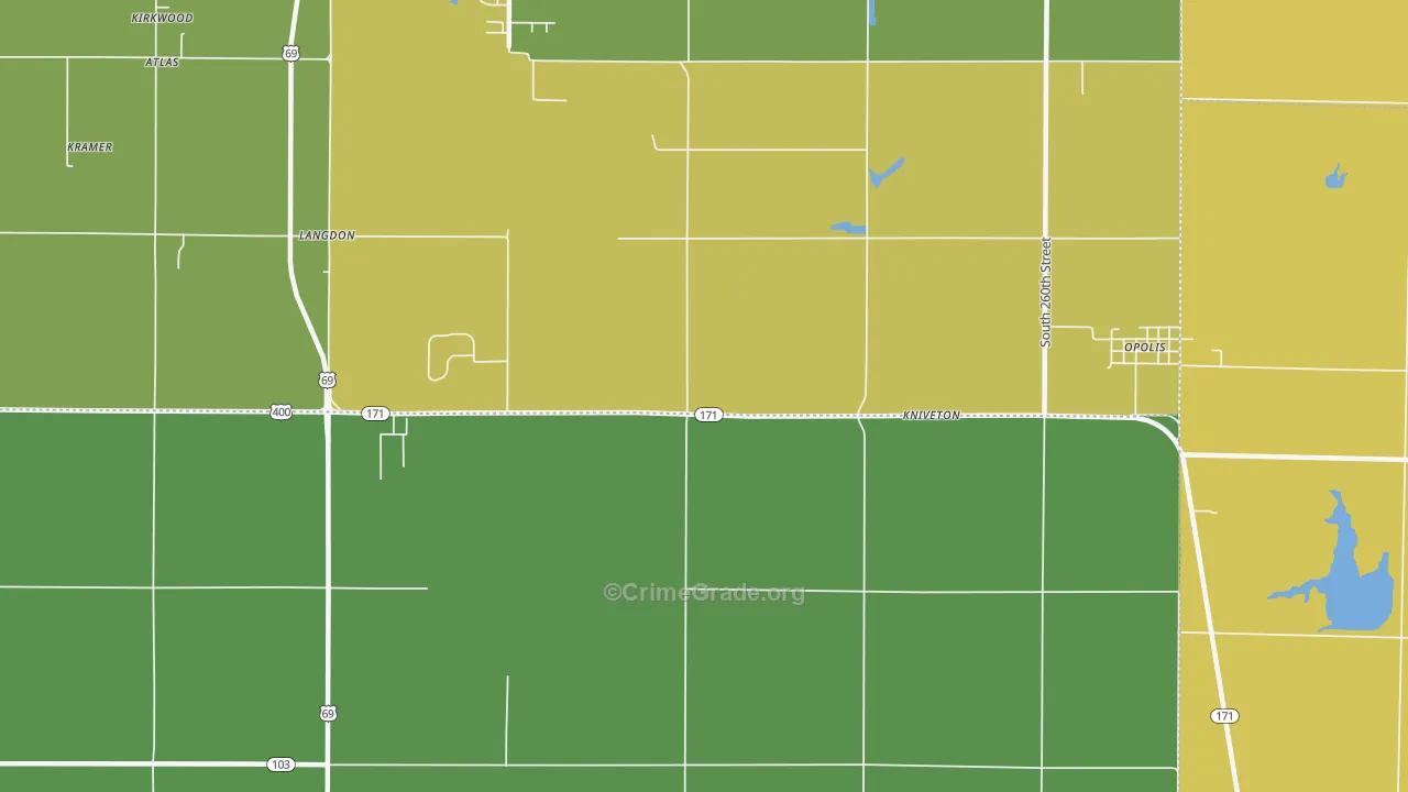 Kniveton, KS Map of Drug-Related Crime Rates