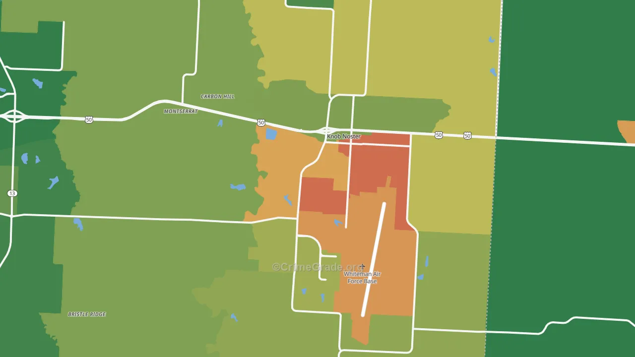 Knob Noster, MO Map of Drug-Related Crime Rates