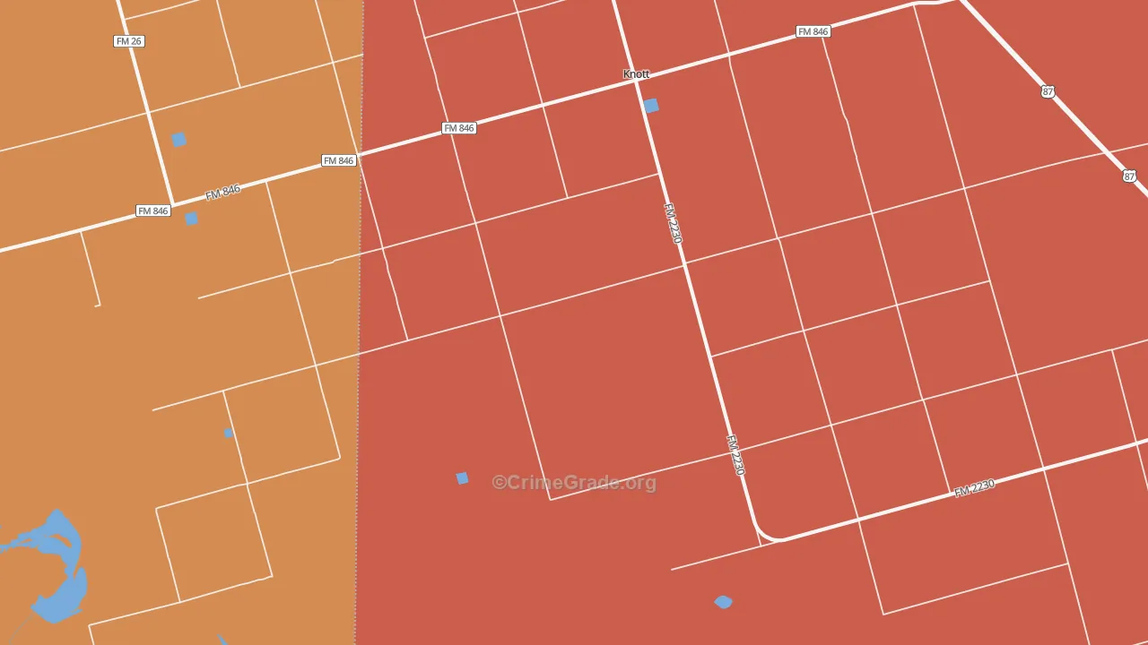 Knott, TX Map of Drug-Related Crime Rates